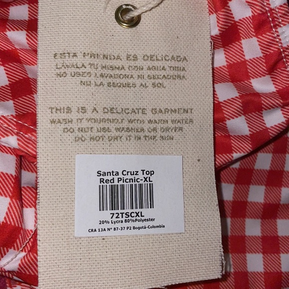 🏖 Verdelimon Tottori Red Picnic Bathing Suit Top - NWT 🏖 - Picture 5 of 6